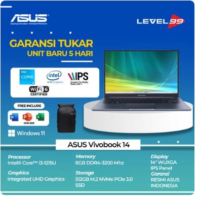 Laptop ASUS Vivobook 14 A1405ZA-VIPS351|i3-1215U/8GB/512GB/W11+OHS